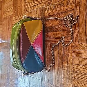 Vintage Leather Color Block Purse